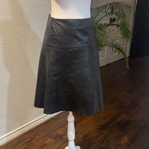 BCBG Max Azria Black A-Line Leather Skirt